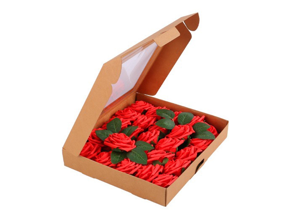 Laxiscreed Caixa De Presente Com Rosas Vermelhas Artificiais Para Decoração E Arranjos Florais