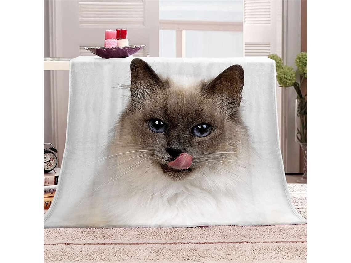 Manta de Flanela Fansu Estampa 3d Gato Quente Macia e Fofa Microfibra para o Inverno Colcha Sofá Adequada Adul