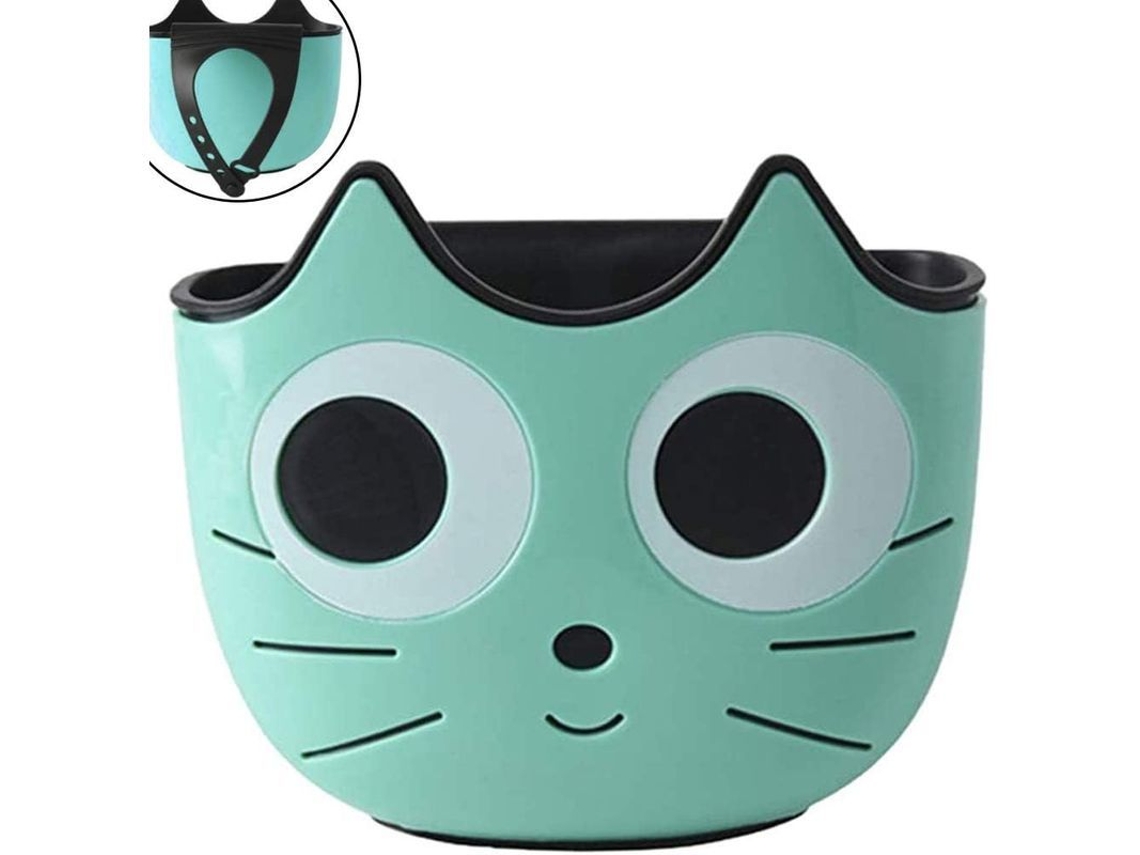 Canasta Colgante Para Fregadero Com Design De Gato Cartoon Verde, Canasta De Escurrido Plástico Para Esponjas E Utensílios De Cozinha