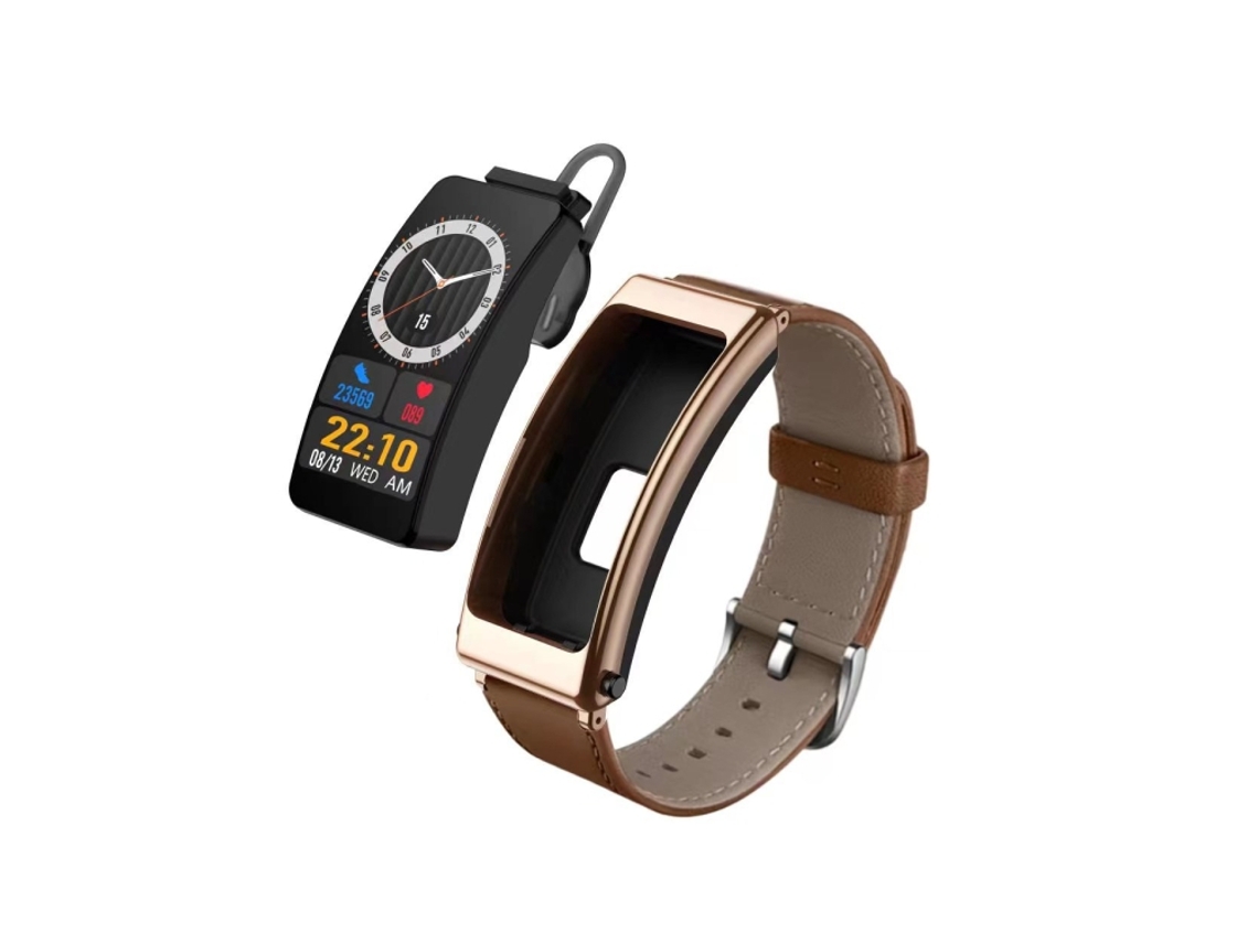 Relógio Inteligente De 1,14 Polegadas Com Fone De Ouvido Removível E Pulseira De Couro, Compatível Com Chamadas Bluetooth (marrom)