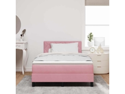 Vidaxl Cama Box Spring Led Com Fitas Led Rosa 120 X 190 Cm Veludo
