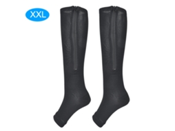 1 Par De Meias De Compressão Com Zíper, Cano Médio, Leggings Justas, Meias Elásticas, Bico Aberto(pretas, Tamanho Xxl)