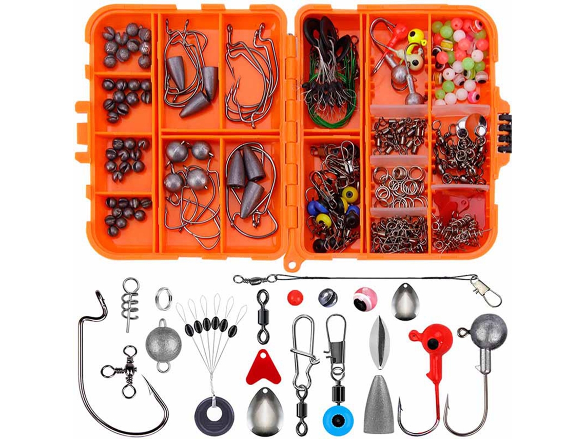 Kit de Iscas de Pesca 257pcs com Caixa Laranja