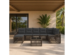Vidaxl Conjunto De Sofá De Jardim 8 Unid. Cinzento Vime Pe
