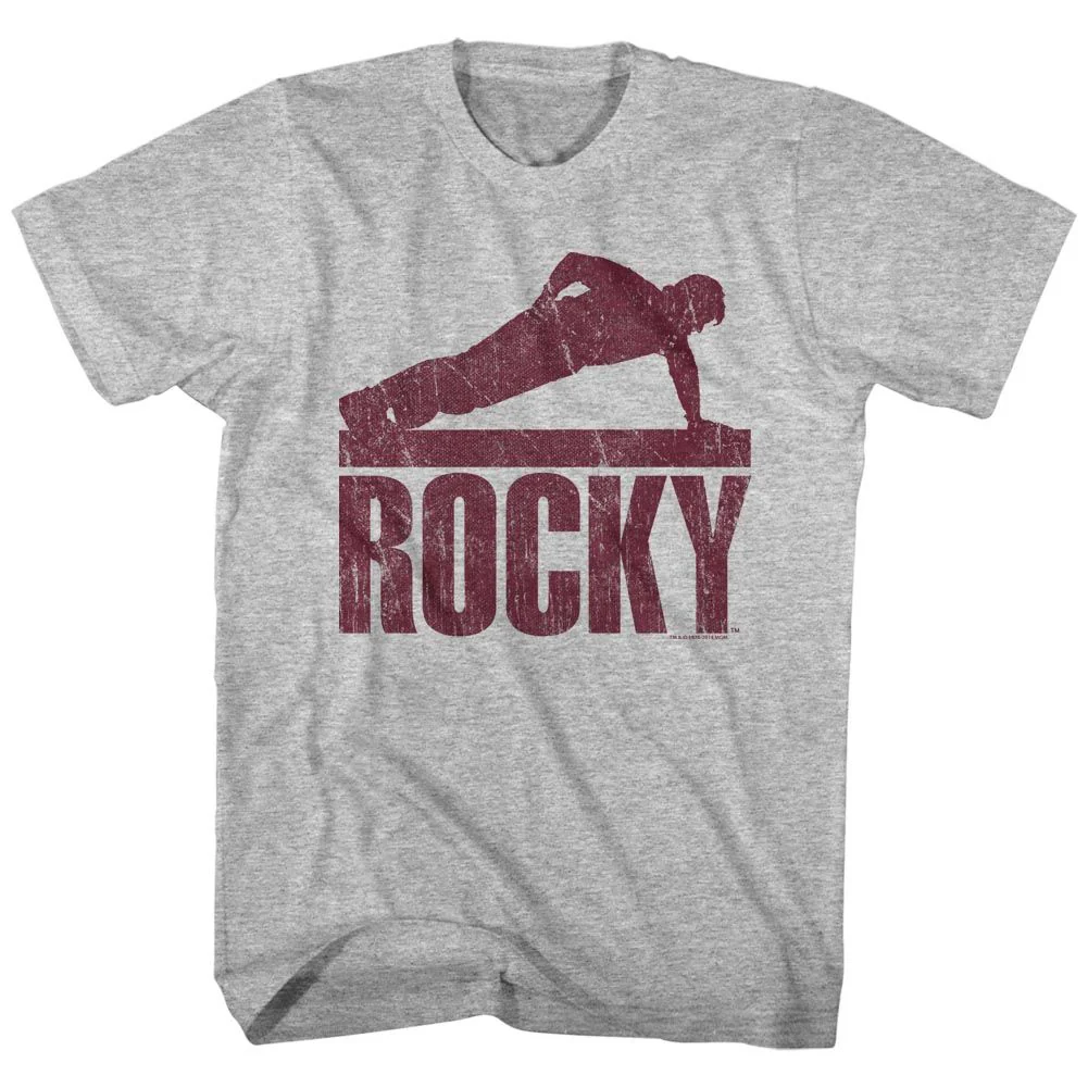 Unisex Adult T-shirt Rockinstone Rocky Movie Pushup Heather Gray Sizem