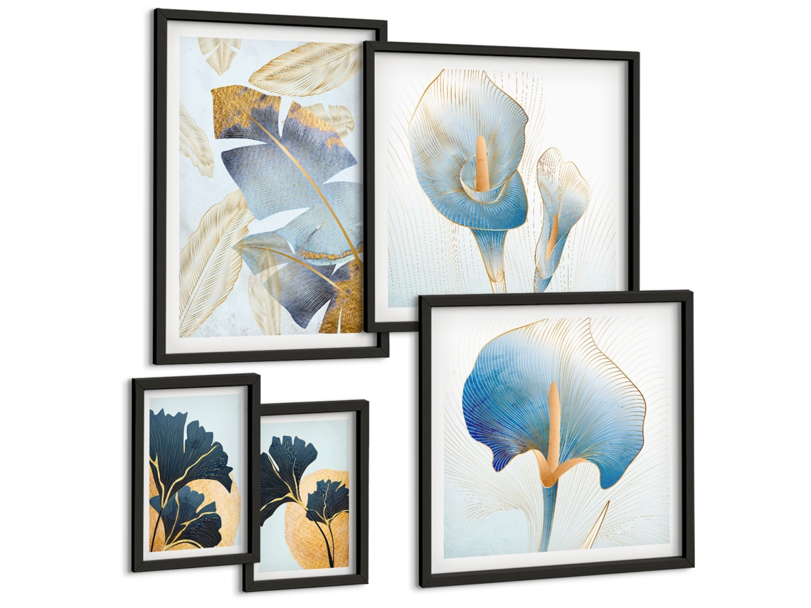 Conjunto De Pinturas Motivos Vegetais Modernos Espelharte (5 Peças)