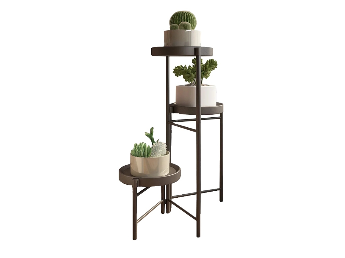 Suporte Para Plantas, Design Dobrável, Adequado Para Uso Interno E Externo, B-black-3 Tier