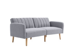 Sofá cama 2 lugares, encosto regulável, braços removíveis, pés de madeira, cinza, 173x75x73 cm S/MARCA