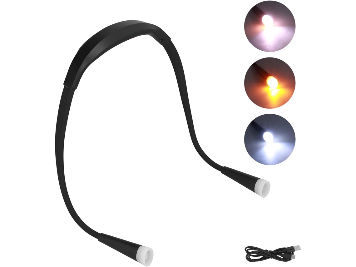 Luminária De Pescoço Led Portátil E Recarregável Com 3 Modos De Iluminação Para Leitura Em Acampamen Gokoco
