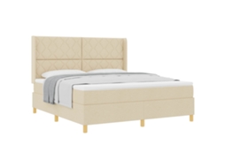 Vidaxl Cama Box Com Cabeceira Creme 180 X 200 Cm Tecido