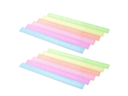 Réguas de plástico transparentes e coloridas, reutilizadas e leves da Gadpiparty, com 12 centímetros de compressão.