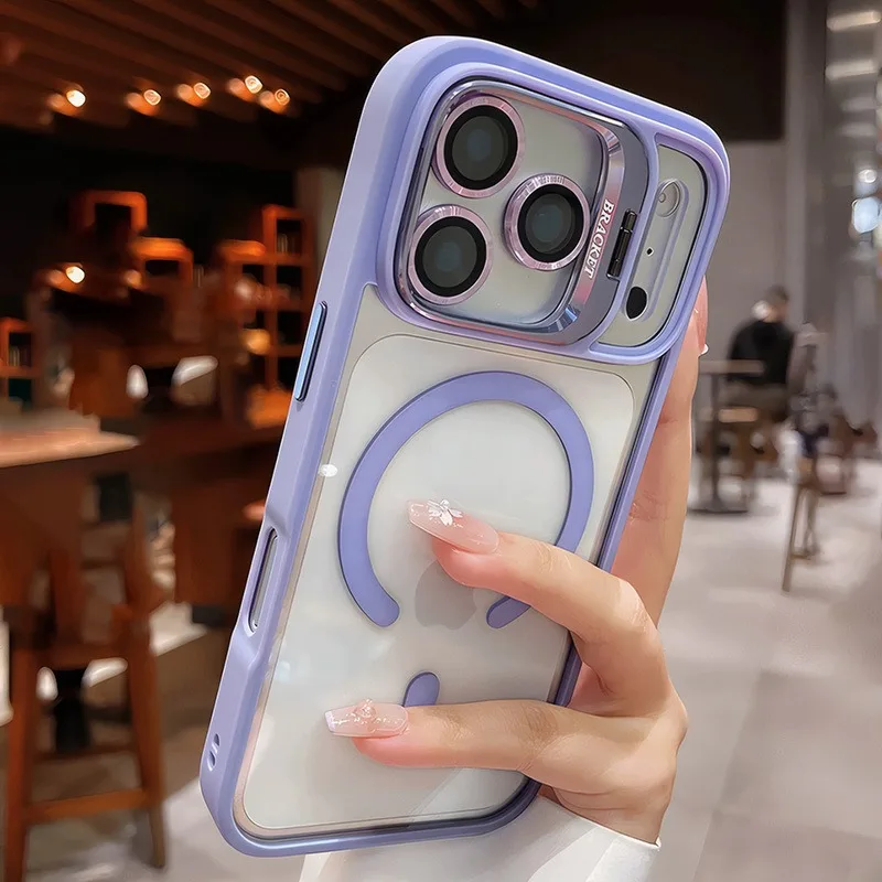 Capa Magnética Transparente Para Iphone 13 Pro Max (roxa)