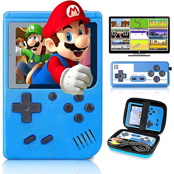 Console Portátil Retrô com 400 Títulos Clássicos, Tela de 3 Polegadas, Azul AQUAFORGE