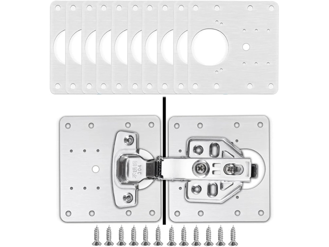 Placa De Reparo Para Dobradiça Armário Em Aço Inoxidável, 9 X (5-9)