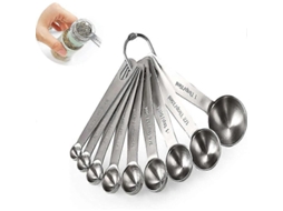 Set De Colheres Medidoras De Aço Inoxidável 9 Peças Para Confeitaria Com Anel De Armazenamento