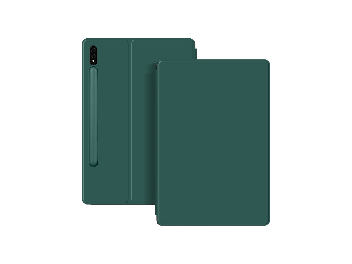 Capa Protetora Magnética De Couro Para Samsung Galaxy Tab S8 2020 Na Cor Verde Escuro. Yunzii