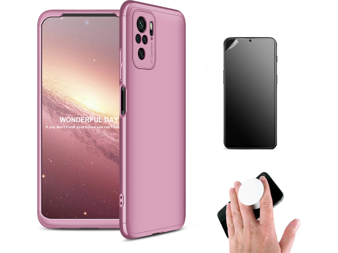 Kit Capa e Película Xiaomi Mi Note 10 4G Ultimatte Slim Armor 360º Popsocket Rosa