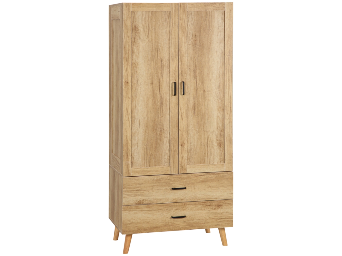 Armário para guardar roupas com 2 portas e 2 gavetas com fechamento rápido - 80 x 54 x 180 cm - pt