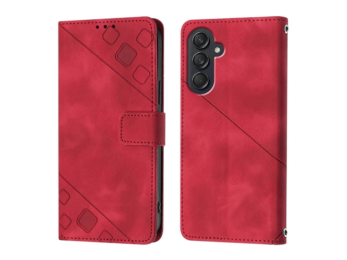 Capa De Couro Com Relevo Para Samsung Galaxy M55