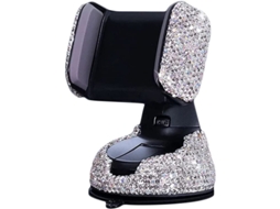 Suporte de Telefone para Carro Bling, Ajustável 360°, Cristal Universal, Suporte para Celular com Strass para Carro