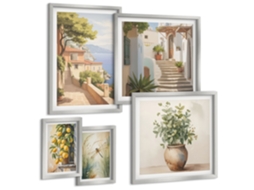 Conjunto De Pinturas Vistas Estilosas De Cidadezinhas Litorâneas Espelharte (5 Peças)
