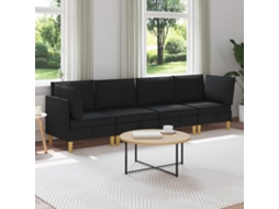Vidaxl Conjunto De Sofá Modular Com Armazenamento 4 Pcs Preto Tecido