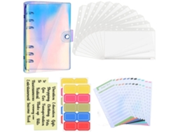 Pasta orçamentária A6, PVC, organizador financeiro, com bolsas e adesivos | S/MARCA