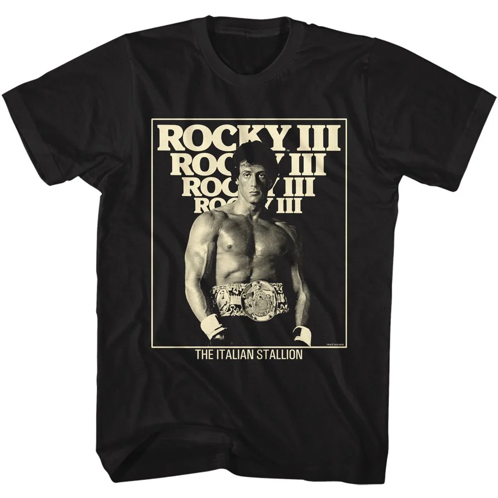 Rockinstone Rocky Movie 3 Italian Stallion Black Adult T-shirt Size:xxxl