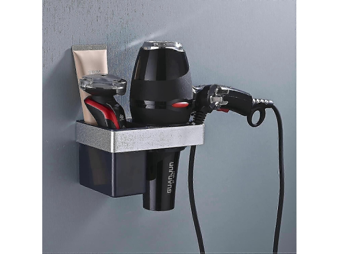 Suporte de Parede Autoadesivo para Secador Cabelo, Alumínio Cabelo com Armazenamento e M Abs Organizador Cabos, GOKOCO