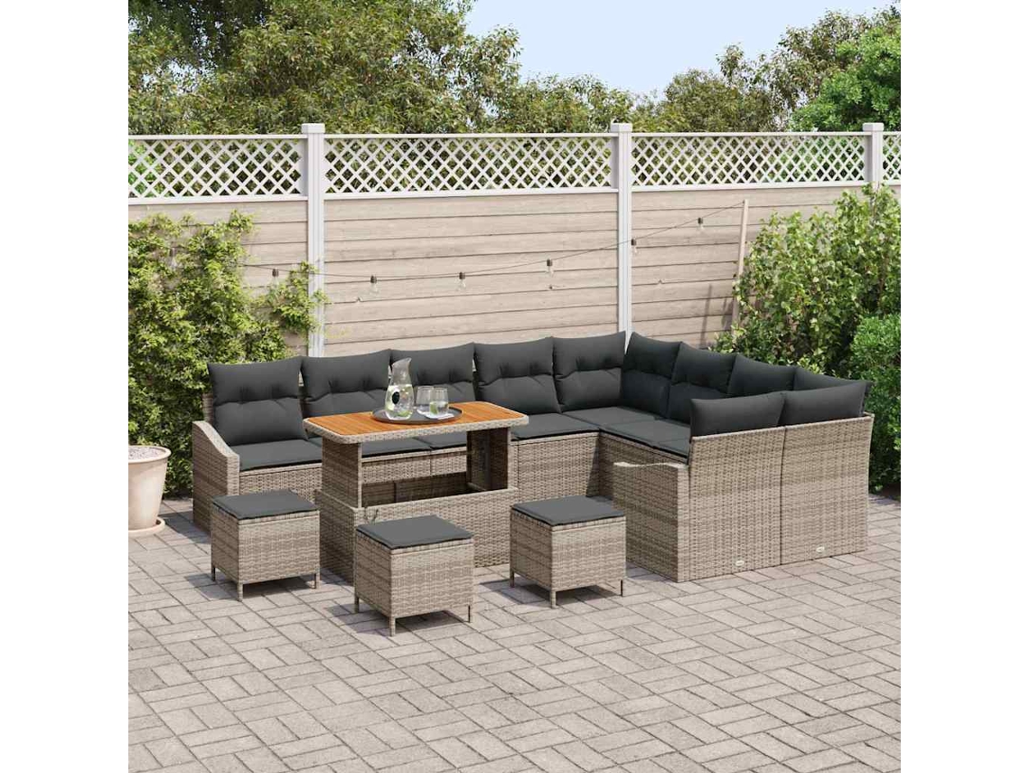 Vidaxl Conjunto De Sofá De Jardim 13 Unid. 8-número De Lugares Cinzeto