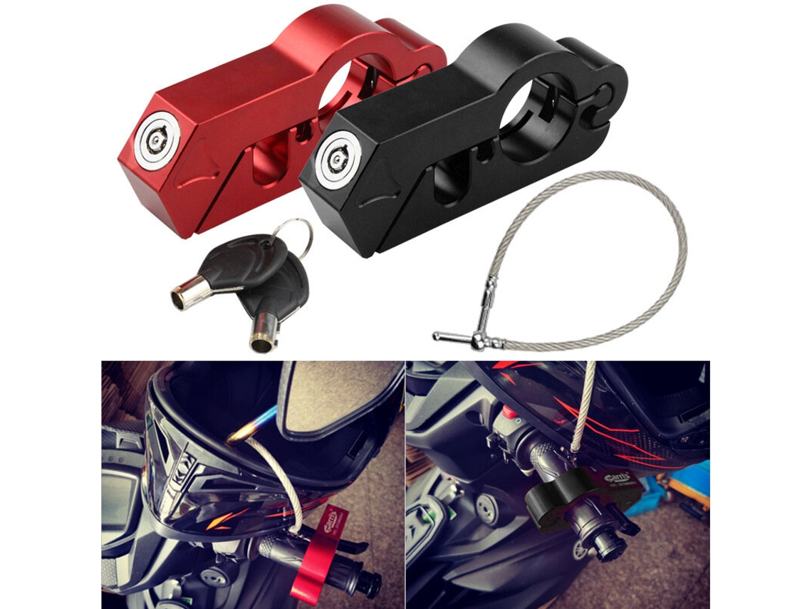 Xanes Cadeado Capacete Guidão Motocicleta Preto Liga Alumínio Trava Antifurto Cabo Aço Inox Alavanca Freio Motos Scooters