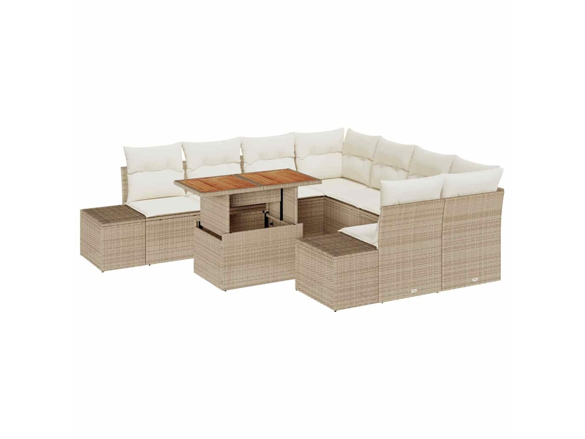 Maison Exclusive - Conjunto De Jantar Para Jardim Com Almofada 9 Pcs Bege E Creme