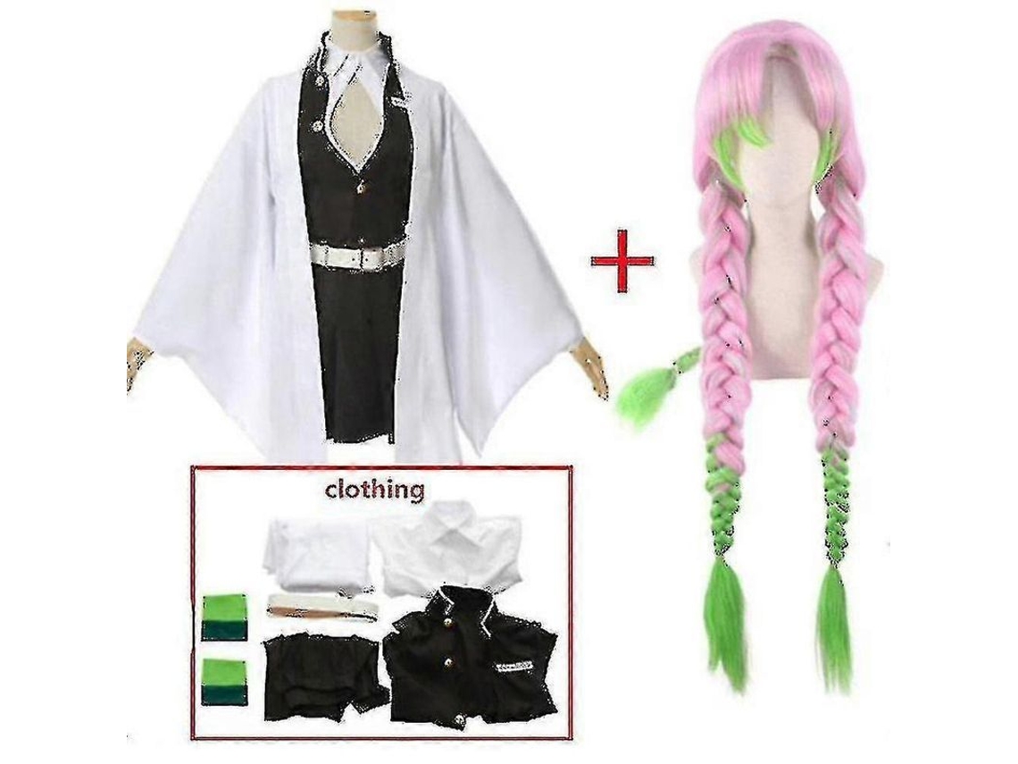 2026 traje de Cosplay Kimono Kanroji Mitsuri Demon Slayer Kimetsu no Yaiba para Adultos e Crianças Roupa Halloween Feminina