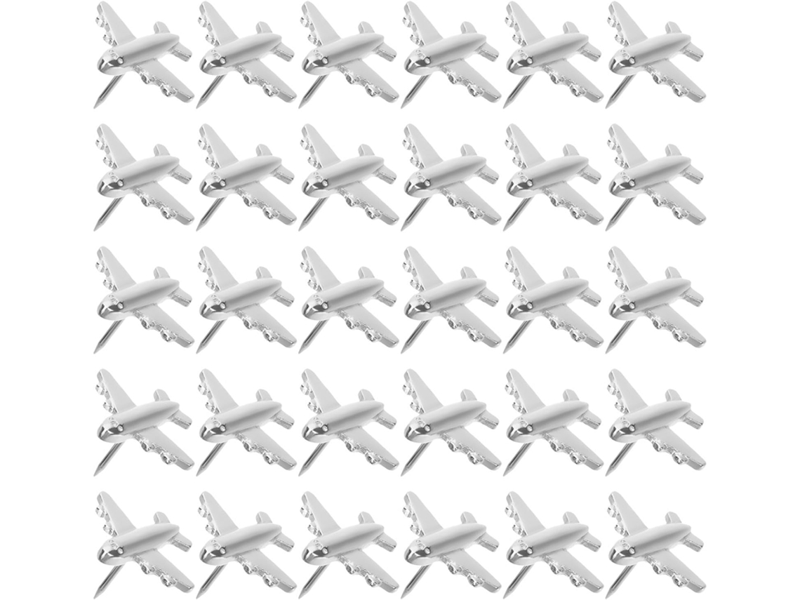 Conjunto Aboofan com 60 Tachinhas Divertidas em Formato Avião para Mesa e Casa, Liga Prated Zinco, Design