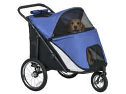 Carrinho Para Azul/preto Cães, Dobrável, Almofada Reclinável, Estrutura De Aço,