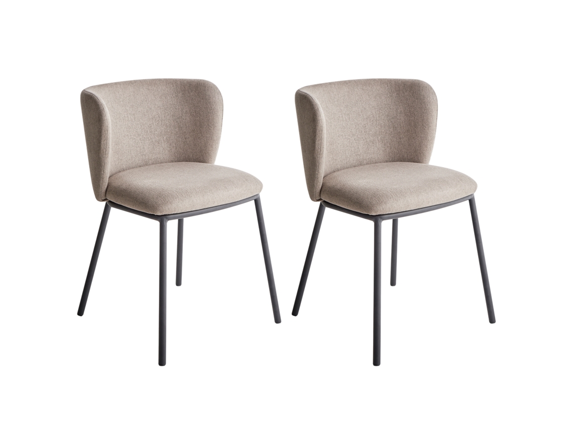 Conjunto De 2 Cadeiras De Refeição Sem Braços Beliani Mina De Tecido Taupe 48x52x75