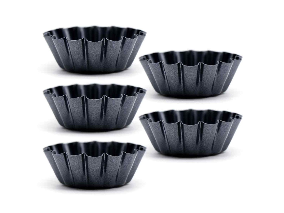 MEOIRUERY Forma Para Torta Forma Para Quiche 8 Peças Com Revestimento Antiaderente Preta