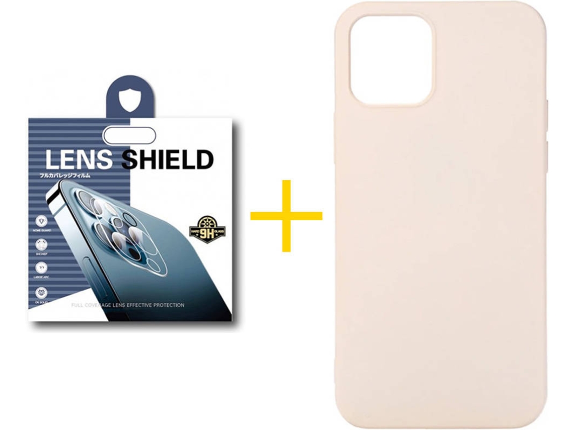 Capa + 1 Película de Câmara para iPhone 12 Pro SKYHE Rosa-Creme