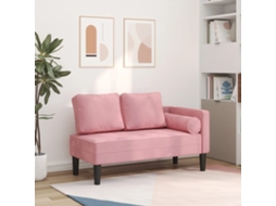 Vidaxl Chaise Longue Com Almofadões Veludo Rosa