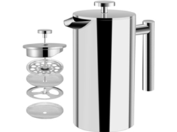 Elegante Prensa Francesa Em Aço Inoxidável, Com Estrutura De Filtro Três Camadas Para Café Sem Pó, Design Ergonômico Alça Fria Ao Toque Maio