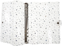 Capa para caderno Alipis A5 com 6 argolas, transparente, com estampa de estrelas, capa resistente em PVC para folhas.