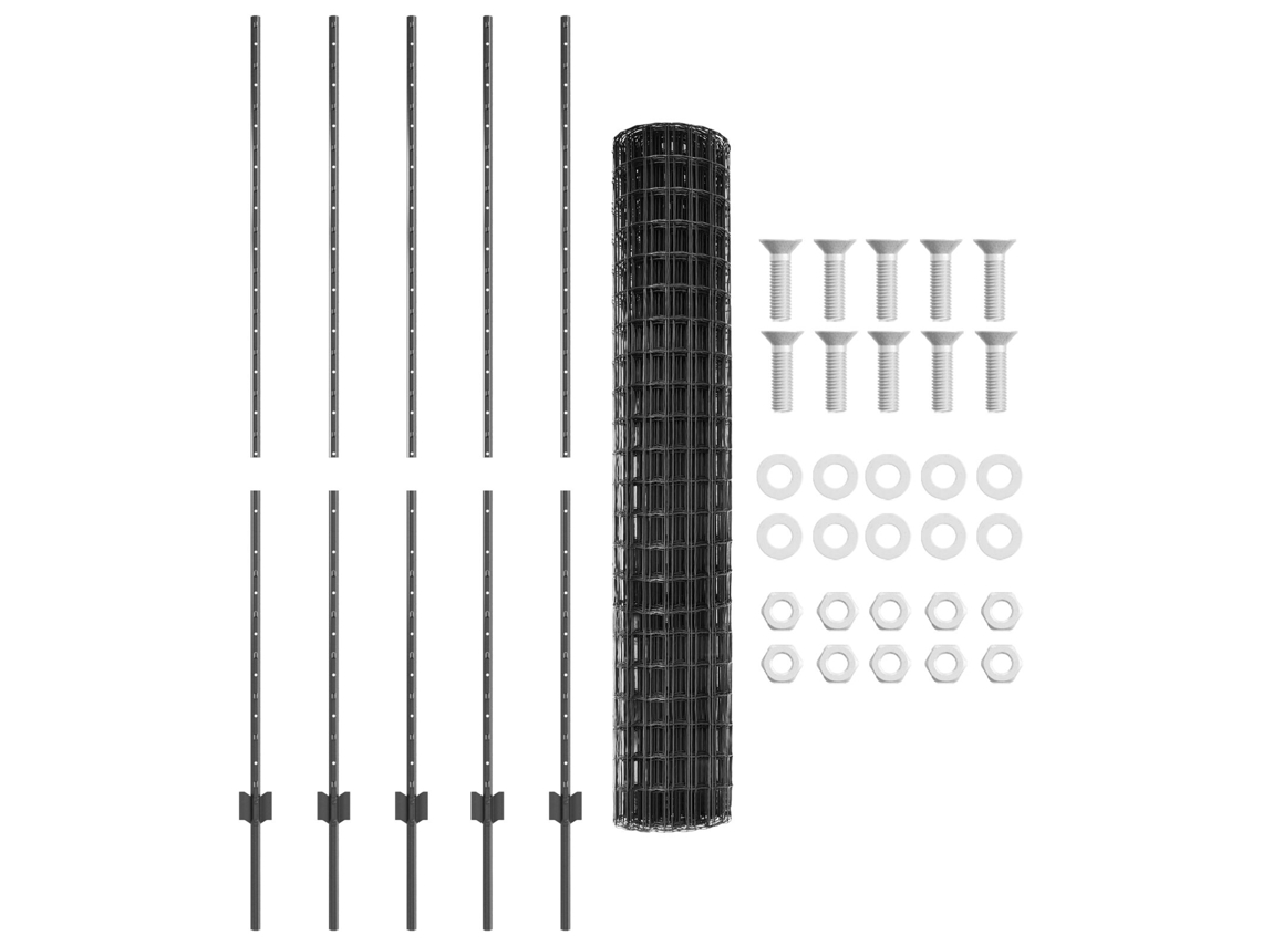 Conjunto 1 Barreira Externa Vidaxl Cinzento Aço (10 X 1,5 M)
