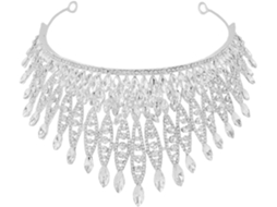 Tiara de casamento em forma de coroa para a noiva, com faixa de zinco e cristais prateados, leve.