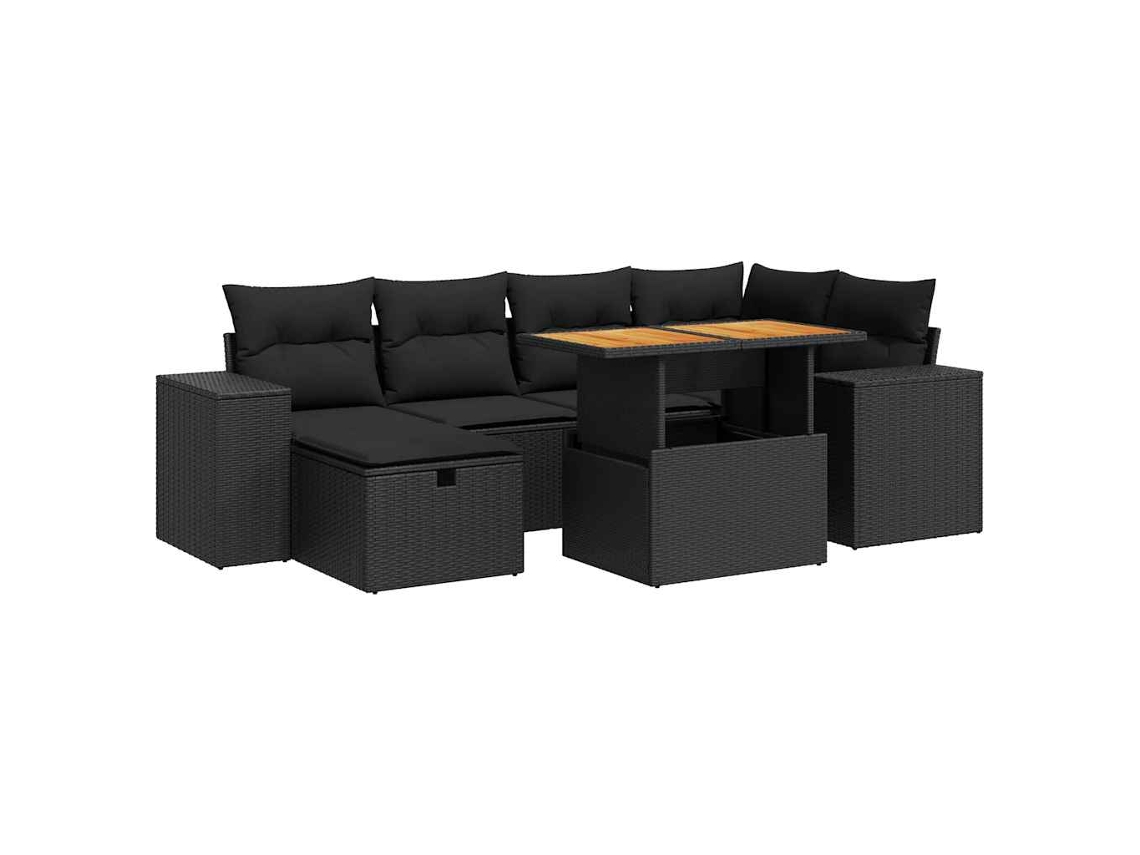 Conjunto de sofá de jardim MAISON EXCLUSIVE com 8 peças e almofadas Vime Pe/acácia marrom