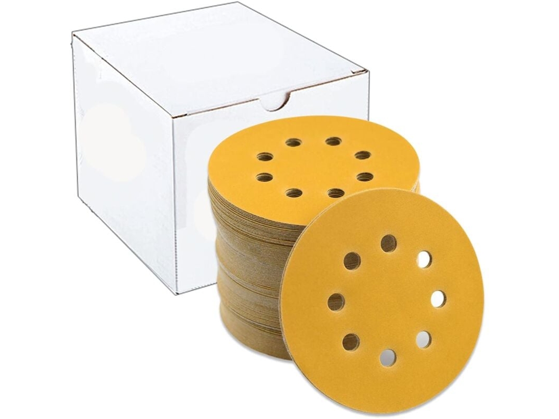 Pacote Com 100 Lixas Ø 125 Mm Grão Com 8 Furos Redondos Velcro Para Lixadeira Excêntrica 5 Polegadas Slowmoose (p80)