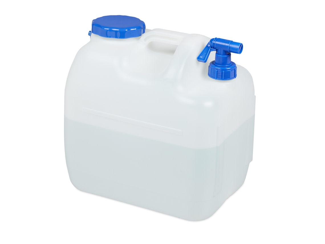 Relaxdays Canister De Água Com Torneira, Tampa De Rosca Larga, 23l, Plástico, Livre De Bpa, Branco