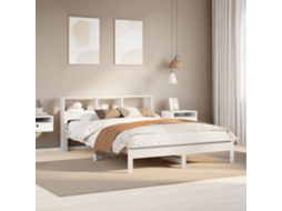 Vidaxl Cama Sem Colchão 135x190 Cm Madeira De Pinho Maciça Branco