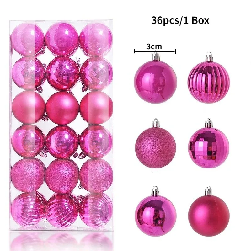 Bola De Decoração Natalina De 4 Cm (36 Polegadas, Vermelho-rosado), Enfeite Para Árvore De Natal.