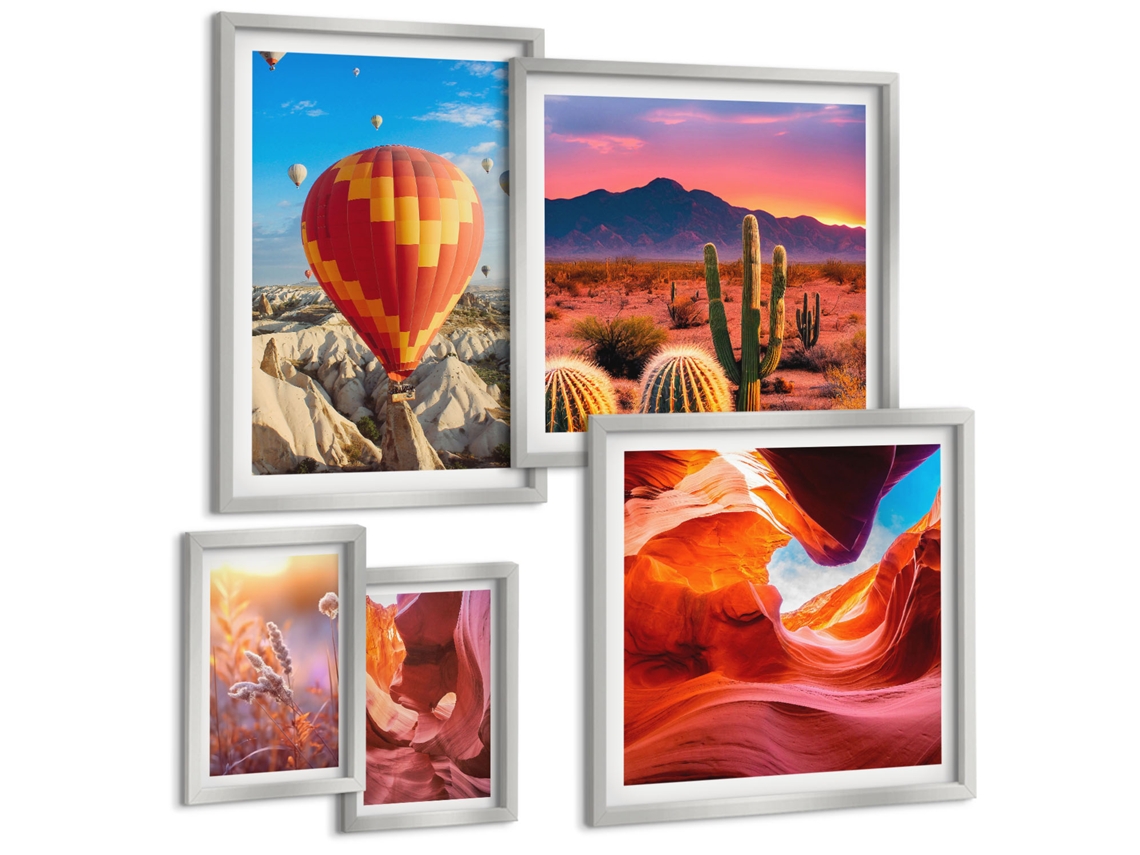 Conjunto De Pinturas Deserto Balões Espelharte (5 Peças)