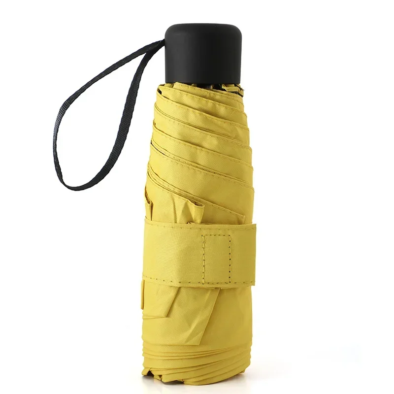 Mini Guarda chuva Dobrável À Prova de Vento, Portátil para Viagens, Proteção Solar Ao Ar Livre. MDUG (amarelo, 6k)